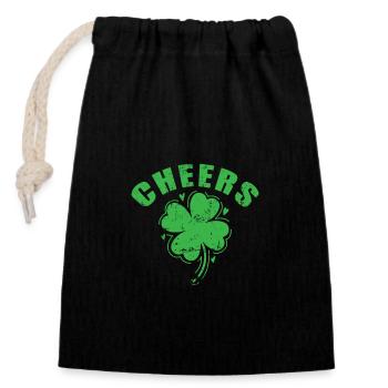 Cheers St. Patricks Day - Verschließbarer Geschenkbeutel aus Baumwolle (14x20cm) - Schwarz - Vorne