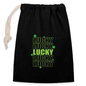 Coutume de la Saint-Patrick - Sac cadeau en coton avec cordon (14 x 20 cm) - noir - Devant