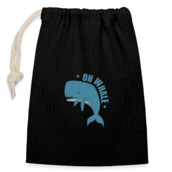 Oh Whale Sperm Whale in the Water - Closable cotton gift bag (14x20cm) - black - Front