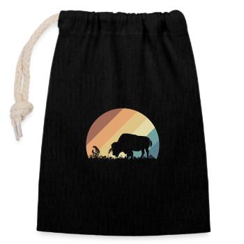 amerikanisches Bison Tier Herde Natur - Verschließbarer Geschenkbeutel aus Baumwolle (14x20cm) - Schwarz - Vorne