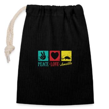 Peace Love Armadillo Mammal USA - Closable cotton gift bag (14x20cm) - black - Front