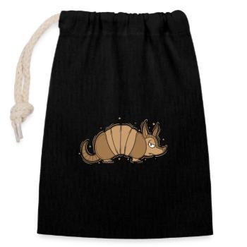 Armadillo is annoyed desert mammal - Closable cotton gift bag (14x20cm) - black - Front