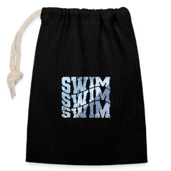 Swim Sport Training - Verschließbarer Geschenkbeutel aus Baumwolle (14x20cm) - Schwarz - Vorne