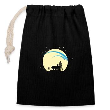 Shooting stars in the night sky - Closable cotton gift bag (14x20cm) - black - Front