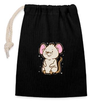 Mouse, Pet, Cheese, Mammal - Closable cotton gift bag (14x20cm) - black - Front