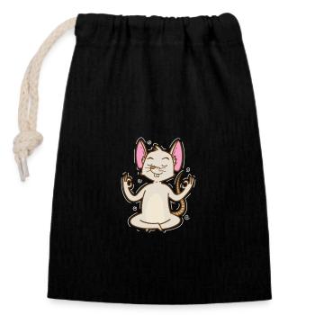 Souris méditant sur le fromage pour animaux de compagnie - Sac cadeau en coton avec cordon (14 x 20 cm) - noir - Devant