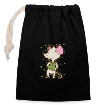 Mouse, Nature, Cheese, Pet, Mammal - Closable cotton gift bag (14x20cm) - black - Front