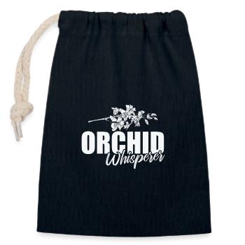 Orchidée Whisperer Plante Fleur - Sac cadeau en coton avec cordon (14 x 20 cm) - bleu marine - Devant