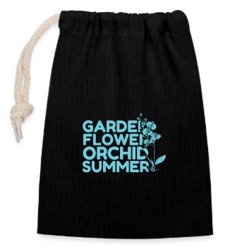 Jardin Fleur Orchidée Plante De Fleur D’été - Sac cadeau en coton avec cordon (14 x 20 cm) - noir - Devant