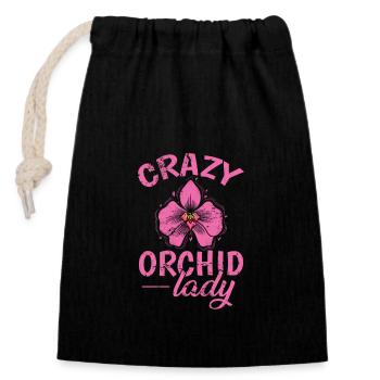 Crazy Orchid Lady plante fleur - Sac cadeau en coton avec cordon (14 x 20 cm) - noir - Devant