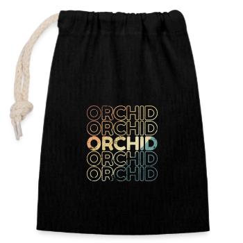 Orchidée Plante Jardin Fleur - Sac cadeau en coton avec cordon (14 x 20 cm) - noir - Devant