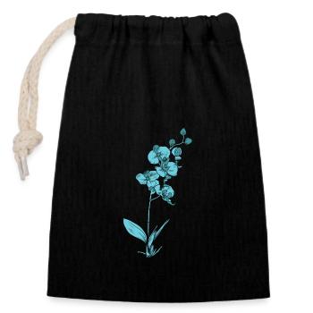 Plante, Orchidée, Fleur, Plante - Sac cadeau en coton avec cordon (14 x 20 cm) - noir - Devant