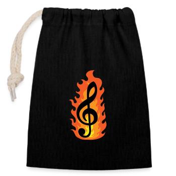 Clé brûlante de musique note de musique - Sac cadeau en coton avec cordon (14 x 20 cm) - noir - Devant