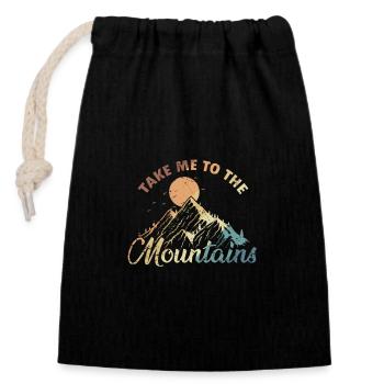 Take me to the Mountains Hiking Hobby - Closable cotton gift bag (14x20cm) - black - Front