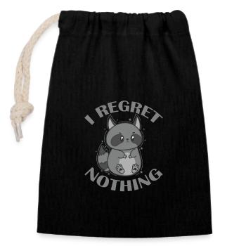 I regret nothing nachtaktiver Waschbär - Verschließbarer Geschenkbeutel aus Baumwolle (14x20cm) - Schwarz - Vorne