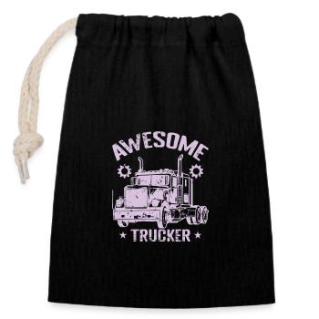 Awesome Trucker Profession Livraison - Sac cadeau en coton avec cordon (14 x 20 cm) - noir - Devant