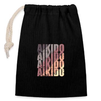 Aikido Kampfsport Training Kampfkunst - Verschließbarer Geschenkbeutel aus Baumwolle (14x20cm) - Schwarz - Vorne