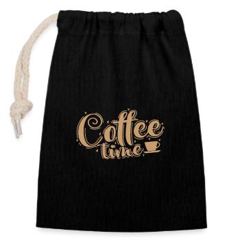 Pause café - Sac cadeau en coton avec cordon (14 x 20 cm) - noir - Devant