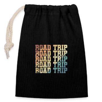 Road Trip Adventure Travel Route Road - Closable cotton gift bag (14x20cm) - black - Front
