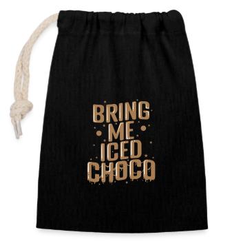 Bring me Iced Choco Vollmilch - Verschließbarer Geschenkbeutel aus Baumwolle (14x20cm) - Schwarz - Vorne