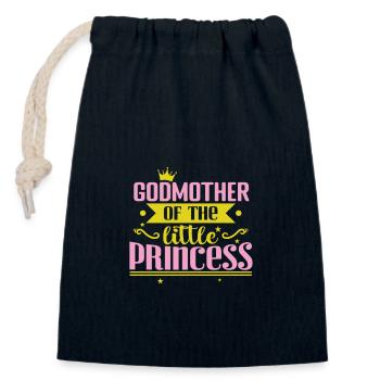 Marraine de la petite princesse - Sac cadeau en coton avec cordon (14 x 20 cm) - bleu marine - Devant