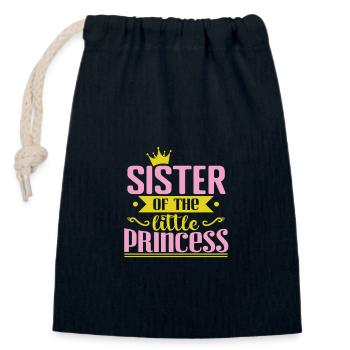 Soeur de la petite princesse - Sac cadeau en coton avec cordon (14 x 20 cm) - bleu marine - Devant