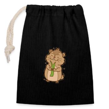 Lemming avec rongeur végétal - Sac cadeau en coton avec cordon (14 x 20 cm) - noir - Devant