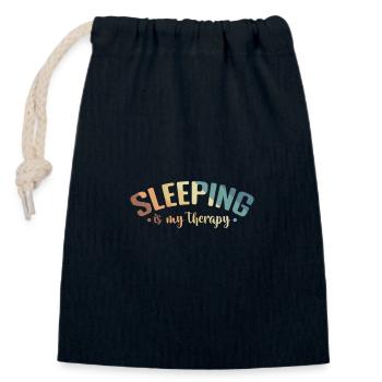 Sleeping is my Therapy Dream Tired - Closable cotton gift bag (14x20cm) - navy - Front