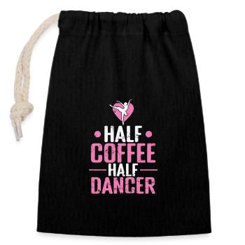 Half Coffee Half Dancer Ballet - Verschließbarer Geschenkbeutel aus Baumwolle (14x20cm) - Schwarz - Vorne