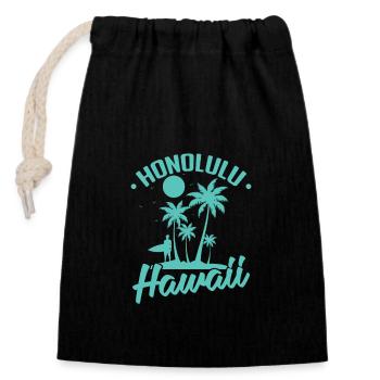 Honolulu, Hawaii, a city in the U.S. state of Hawaii - Closable cotton gift bag (14x20cm) - black - Front