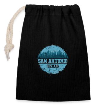 San Antonio, a city in the U.S. state of Texas - Closable cotton gift bag (14x20cm) - black - Front