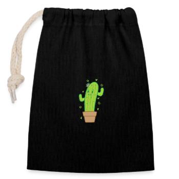 Cactus de bonne humeur - Sac cadeau en coton avec cordon (14 x 20 cm) - noir - Devant