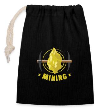 Aurum Lump "Mining" - Closable cotton gift bag (14x20cm) - black - Front