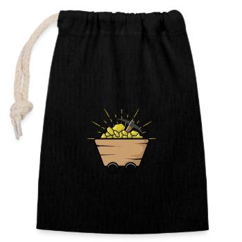 Cart with Aurum - Closable cotton gift bag (14x20cm) - black - Front
