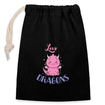 Dragons d’amour Dragon mythique - Sac cadeau en coton avec cordon (14 x 20 cm) - noir - Devant