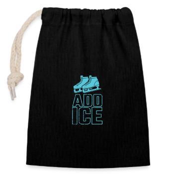 Add Ice Schlittschuhlaufen Eisbahn - Verschließbarer Geschenkbeutel aus Baumwolle (14x20cm) - Schwarz - Vorne