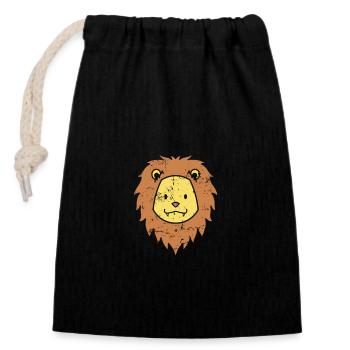 Africa Lion Predator King - Closable cotton gift bag (14x20cm) - black - Front