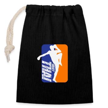 Muay Thai hobby sport cool - Sac cadeau en coton avec cordon (14 x 20 cm) - noir - Devant
