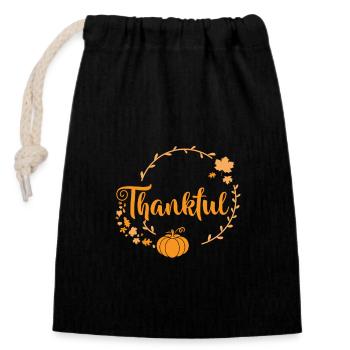 Thankful Truthahn USA Familie Thanksgiving - Verschließbarer Geschenkbeutel aus Baumwolle (14x20cm) - Schwarz - Vorne