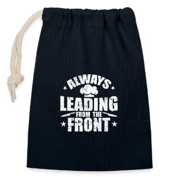 Always Leading from the Front - Verschließbarer Geschenkbeutel aus Baumwolle (14x20cm) - Navy - Vorne