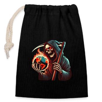 Terre, Mort, Halloween, Réchauffement climatique - Sac cadeau en coton avec cordon (14 x 20 cm) - noir - Devant