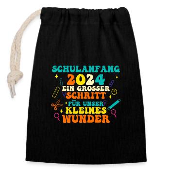 Eltern Schulkind Grundschule Erste Klasse Einschul - Verschließbarer Geschenkbeutel aus Baumwolle (14x20cm) - Schwarz - Vorne