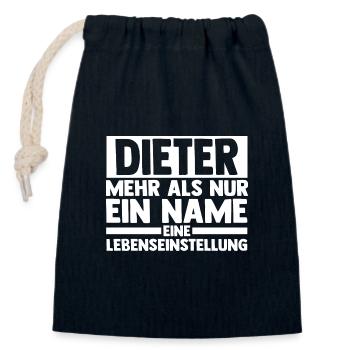 Vorname Dieter - Verschließbarer Geschenkbeutel aus Baumwolle (14x20cm) - Navy - Vorne