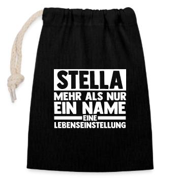 Vorname Stella - Verschließbarer Geschenkbeutel aus Baumwolle (14x20cm) - Schwarz - Vorne