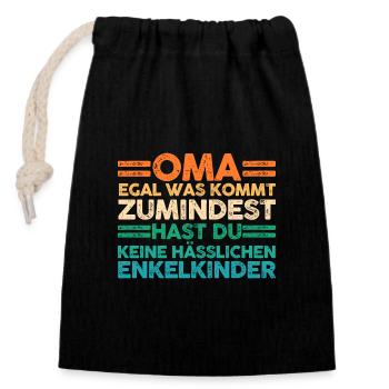 Enkelkinder Großmutter Oma - Verschließbarer Geschenkbeutel aus Baumwolle (14x20cm) - Schwarz - Vorne
