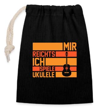Gitarre Musiker Musikinstrument Ukulele - Verschließbarer Geschenkbeutel aus Baumwolle (14x20cm) - Schwarz - Vorne