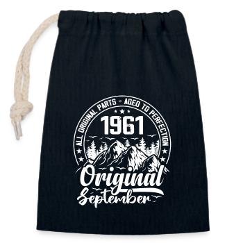 September 1961 Original: 63 Jahre Geburtstagsgeschenk - Verschließbarer Geschenkbeutel aus Baumwolle (14x20cm) - Navy - Vorne