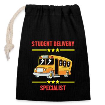 Schulbusfahrer Schulbus - Verschließbarer Geschenkbeutel aus Baumwolle (14x20cm) - Schwarz - Vorne