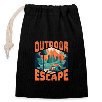 Outdoor Escape - Closable cotton gift bag (14x20cm) - black - Front