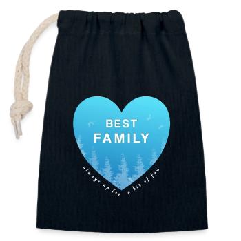 Best Family - Closable cotton gift bag (14x20cm) - navy - Front